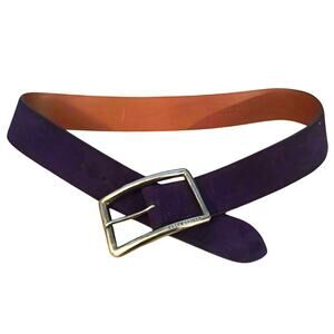 Vintage Ralph Lauren Plum Purple Suede Belt Made Italy Brass Buckle Size M 37.5”